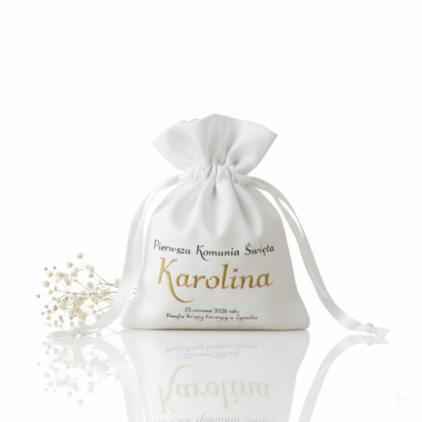 Etui na różaniec IHS – sakiewka z nadrukiem imiennym | Komunia Święta