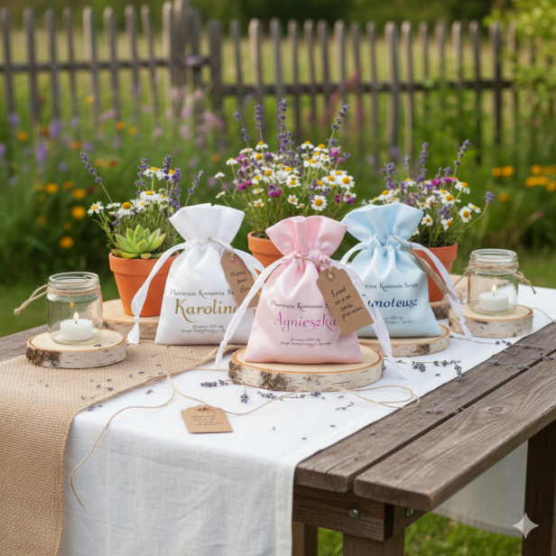 3 kolory do wyboru - Etui na różaniec IHS – sakiewka z nadrukiem imiennym | Komunia Święta