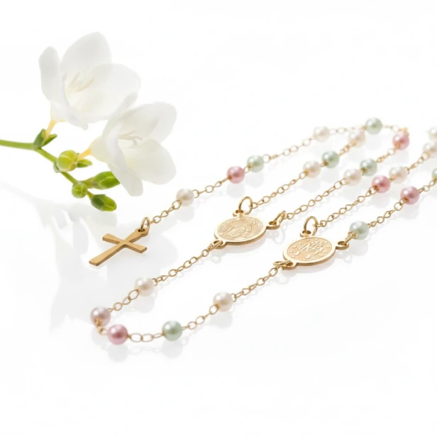 Różaniec naszyjnik – Matka Boża Niepokalana Stainless Steel