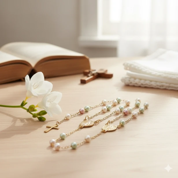 Różaniec naszyjnik – Matka Boża Niepokalana Stainless Steel