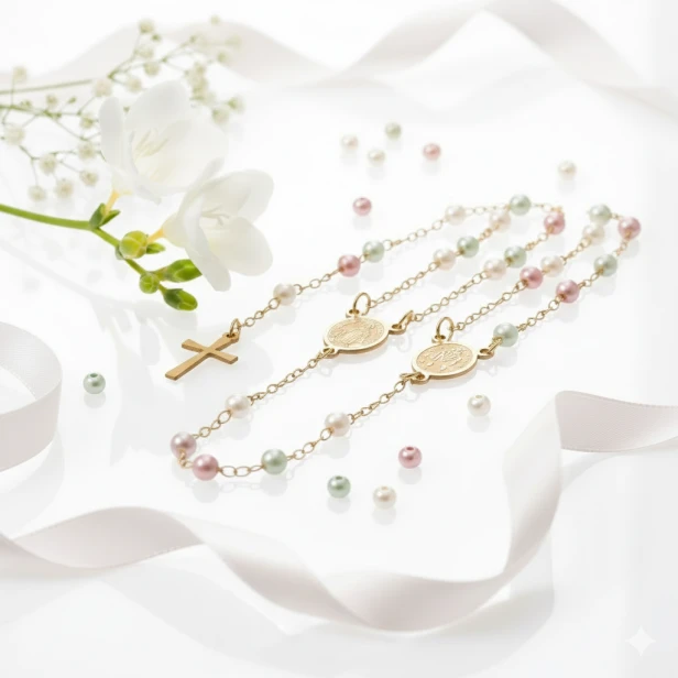 Różaniec naszyjnik – Matka Boża Niepokalana Stainless Steel