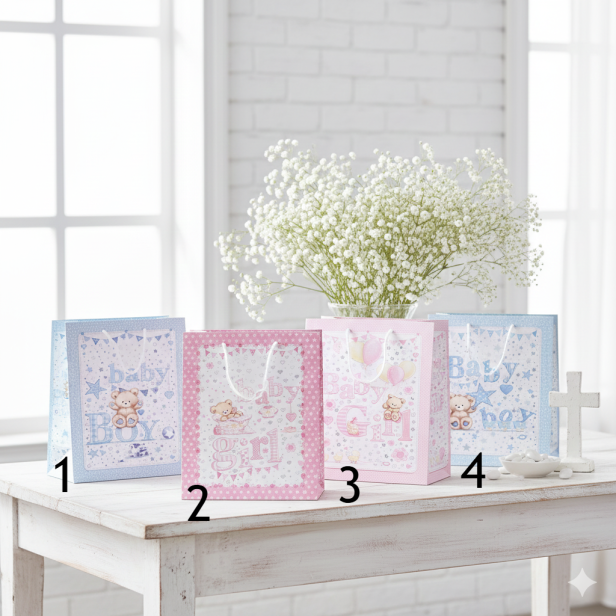 4 modele do wyboru - Torebka prezentowa A4+ – Baby Boy & Baby Girl (32 × 26 cm)