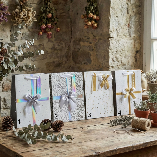 Torebka prezentowa S – motyw kokarda (13 × 18 cm)