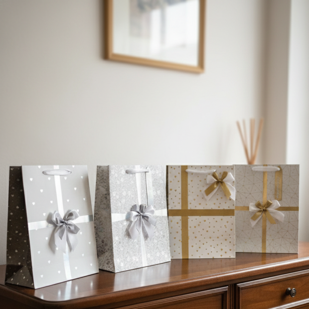 Torebka prezentowa S – motyw kokarda (13 × 18 cm)