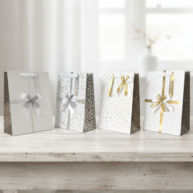 Torebka prezentowa S – motyw kokarda (13 × 18 cm)