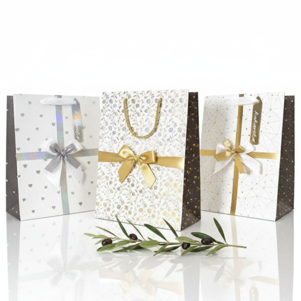 Torebka prezentowa S – motyw kokarda (13 × 18 cm)