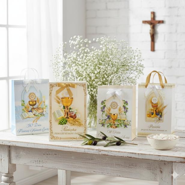 Torebka prezentowa A5 – Pamiątka I Komunii Świętej (16 × 23 cm)