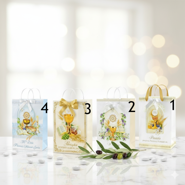 Torebka prezentowa A5 – Pamiątka I Komunii Świętej (16 × 23 cm)