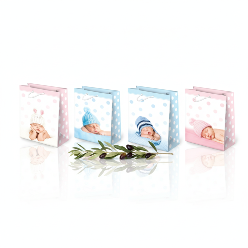Torebka prezentowa dziecięca A4 Sweet Baby – 32 × 22 cm, pastelowe wzory