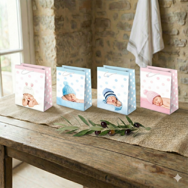 Torebka prezentowa A4 – BABY, pastelowa (22 × 32 cm)