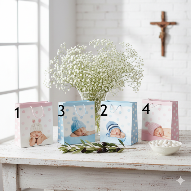 modele do wyboru - Torebka prezentowa A4 – BABY, pastelowa (22 × 32 cm)