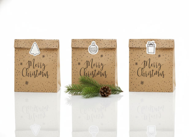 Torebki prezentowe A4 EKO – Merry Christmas KRAFT (3 szt.)
