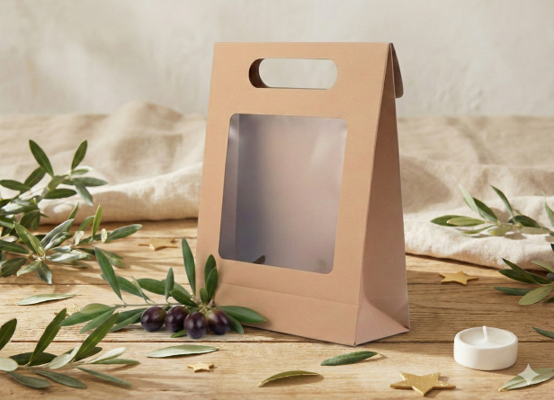 Torebka upominkowa EKO ♻ papier KRAFT z okienkiem