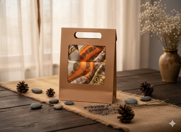 Torebka upominkowa EKO ♻ papier KRAFT z okienkiem