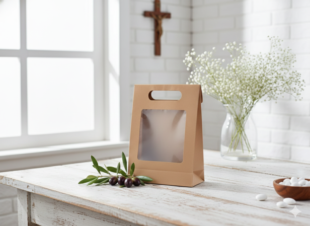 Torebka upominkowa EKO ♻ papier KRAFT z okienkiem