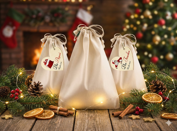 Woreczek lniany EKO 19×28 cm – sakiewka prezentowa z naturalnego lnu