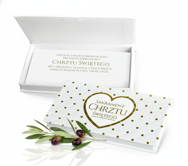 Pudełko na banknoty Chrzest Święty – Złote Serce