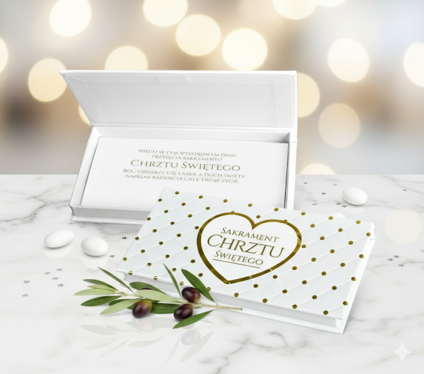 Pudełko na banknoty Chrzest Święty – Złote Serce