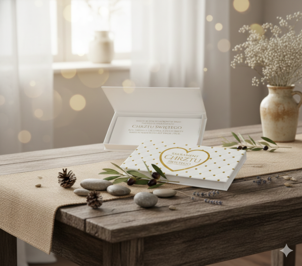 Pudełko na banknoty Chrzest Święty – Złote Serce