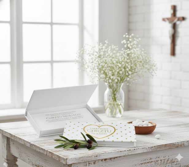 Pudełko na banknoty Chrzest Święty – Złote Serce