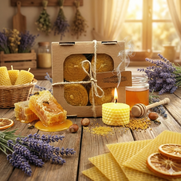 Zestaw 4 świec tealight z węzy pszczelej – naturalny wosk pszczeli | Linia BEE WAX
