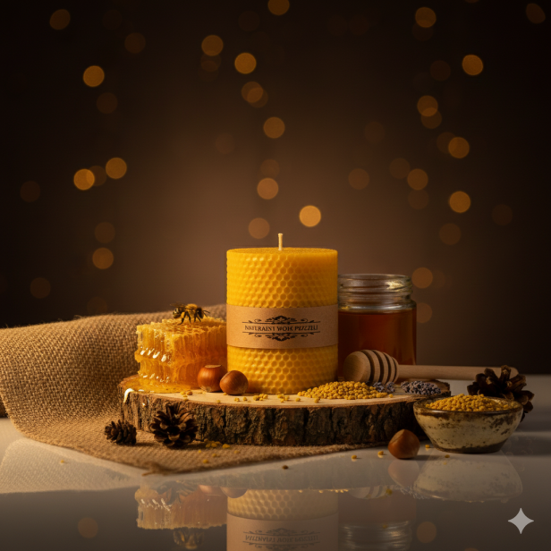 Świeca z wosku pszczelego – walec z węzy pszczelej | Linia BEE WAX