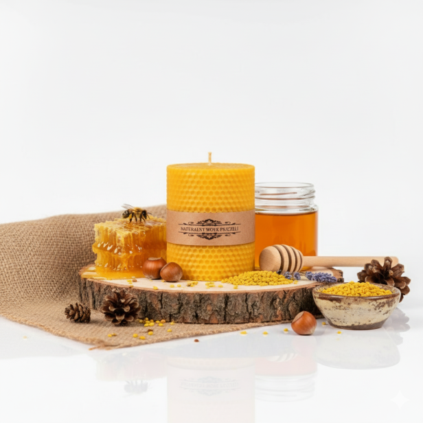 Świeca z wosku pszczelego – walec z węzy pszczelej | Linia BEE WAX