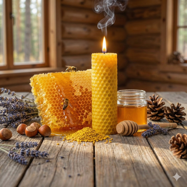 Świeca z węzy pszczelej 10 × 3 cm – naturalny wosk pszczeli | Linia BEE WAX