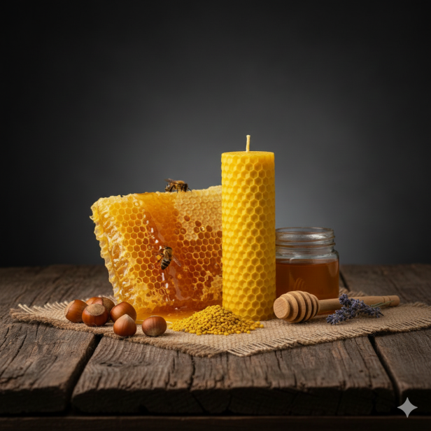 Świeca z węzy pszczelej 10 × 3 cm – naturalny wosk pszczeli | Linia BEE WAX