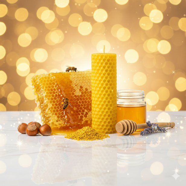 Świeca z węzy pszczelej 10 × 3 cm – naturalny wosk pszczeli | Linia BEE WAX