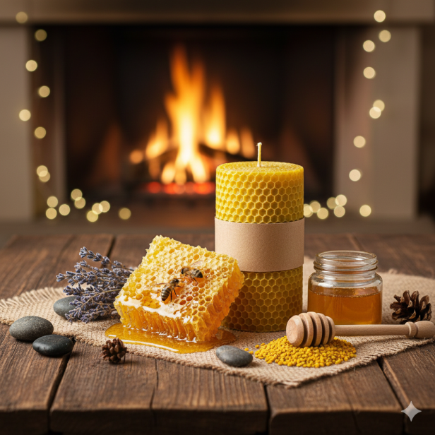 Świeca z węzy pszczelej 10 × 3 cm – naturalny wosk pszczeli | Linia BEE WAX