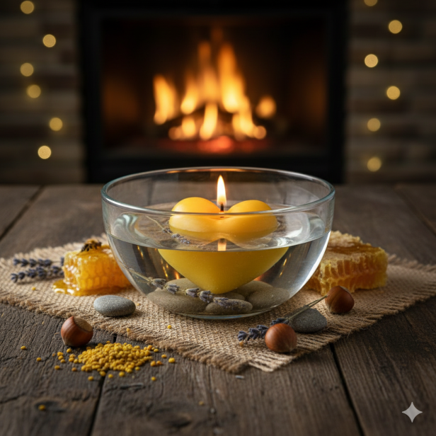 Świeca pływająca SERCE z wosku pszczelego 20 g | Linia BEE WAX