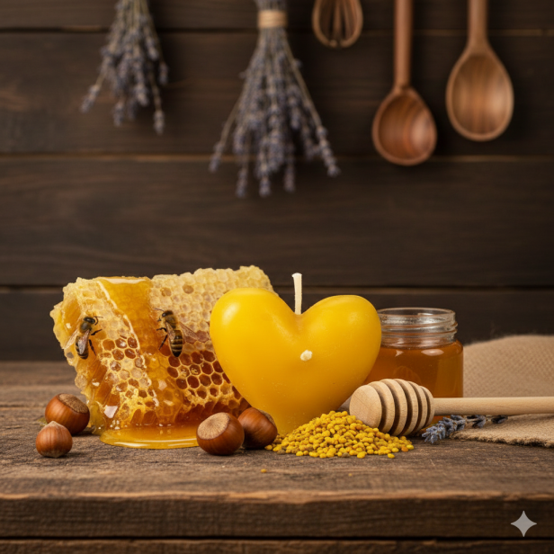 Świeca pływająca SERCE z wosku pszczelego 20 g | Linia BEE WAX