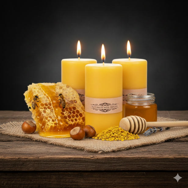 Świeca z wosku pszczelego WALEC 13,5 cm – duża 450 g | Linia BEE WAX
