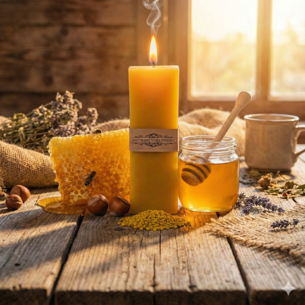 Świeca KOSTKA mała 10,5 cm z naturalnego wosku pszczelego | Linia BEE WAX