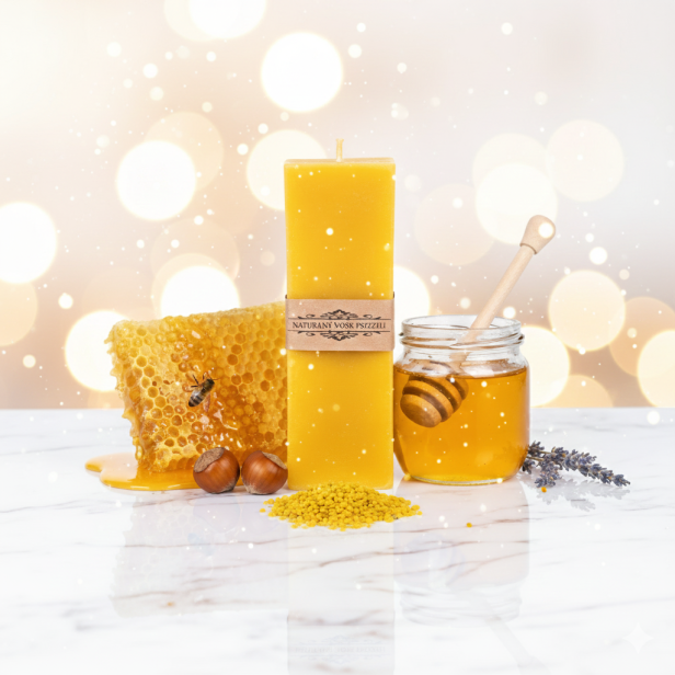 Świeca KOSTKA mała 10,5 cm z naturalnego wosku pszczelego | Linia BEE WAX