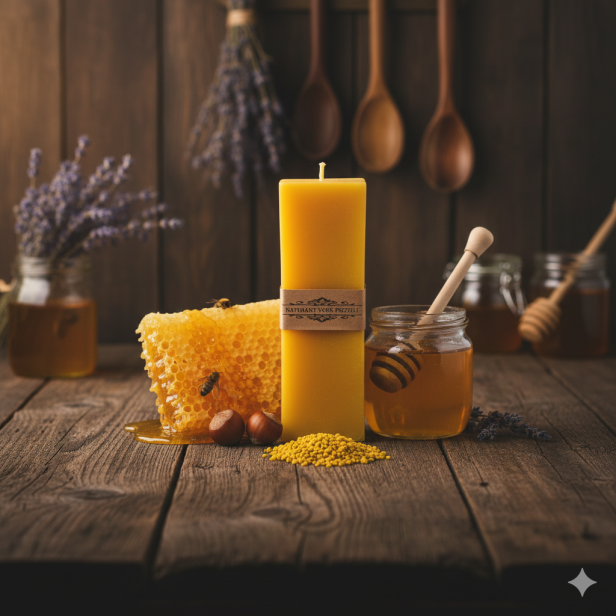 Świeca KOSTKA mała 10,5 cm z naturalnego wosku pszczelego | Linia BEE WAX