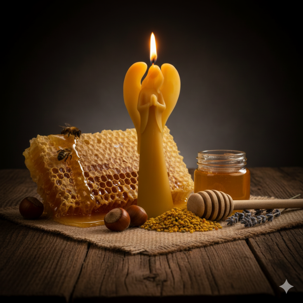 Świeca z wosku pszczelego ANIOŁ DUŻY 25 cm | Linia BEE WAX