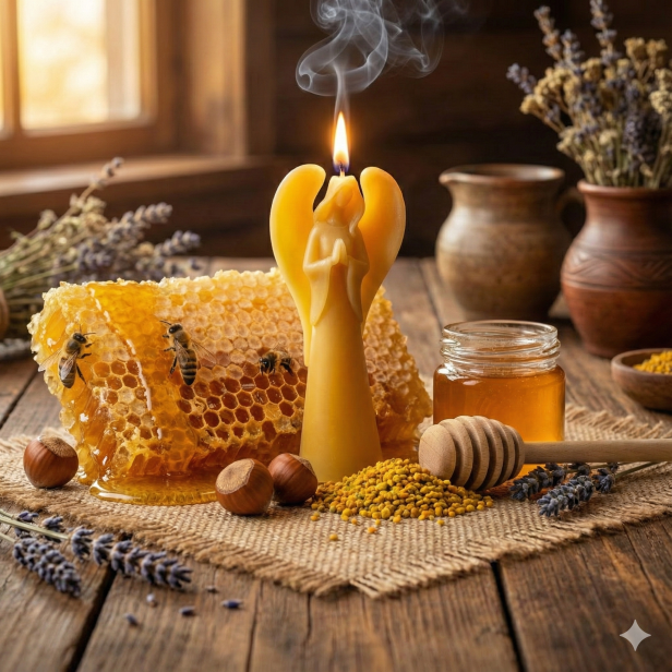 Świeca z wosku pszczelego ANIOŁ DUŻY 25 cm | Linia BEE WAX