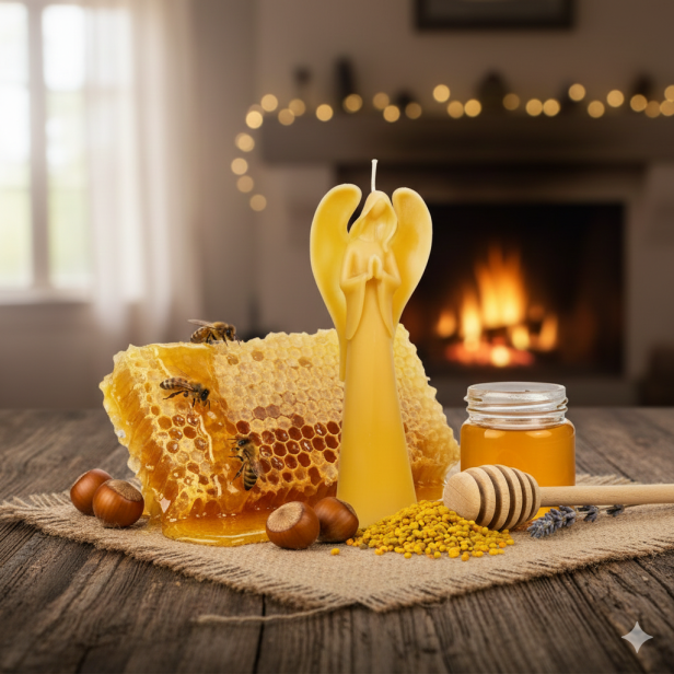 Świeca z wosku pszczelego ANIOŁ DUŻY 25 cm | Linia BEE WAX