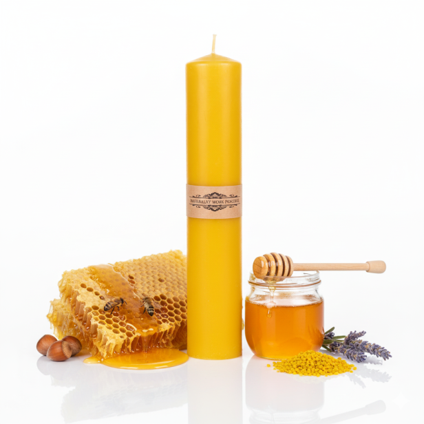 Świeca gromniczna z wosku pszczelego DUŻA 1 kg | Linia BEE WAX – Naturalne Światło Wiary
