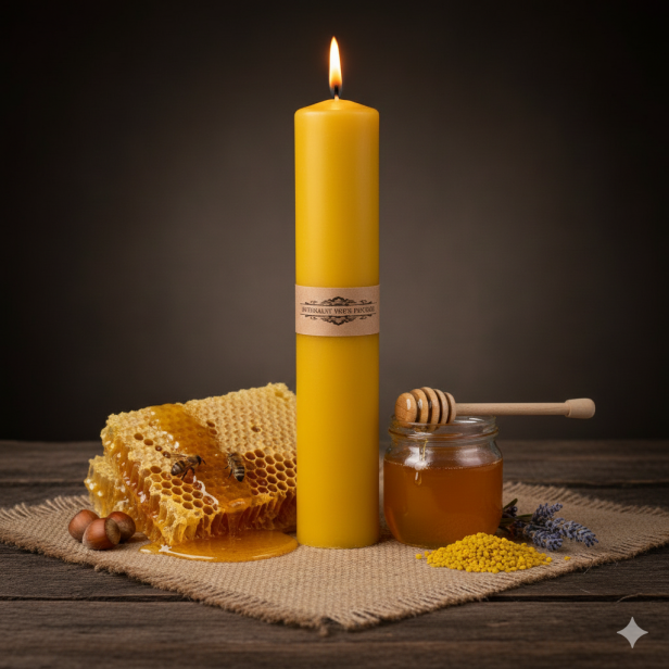 Świeca gromniczna z wosku pszczelego DUŻA 1 kg | Linia BEE WAX – Naturalne Światło Wiary