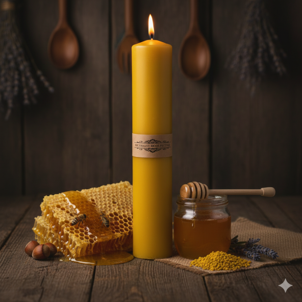 Świeca gromniczna z wosku pszczelego DUŻA 1 kg | Linia BEE WAX – Naturalne Światło Wiary