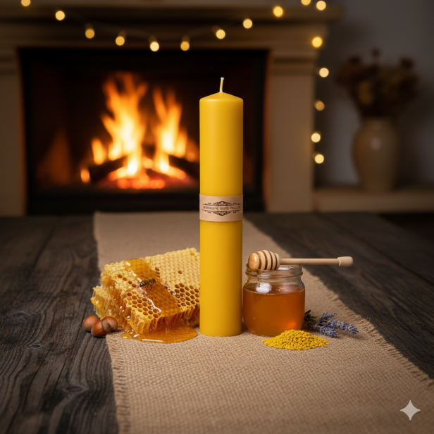 Świeca gromniczna z wosku pszczelego DUŻA 1 kg | Linia BEE WAX – Naturalne Światło Wiary