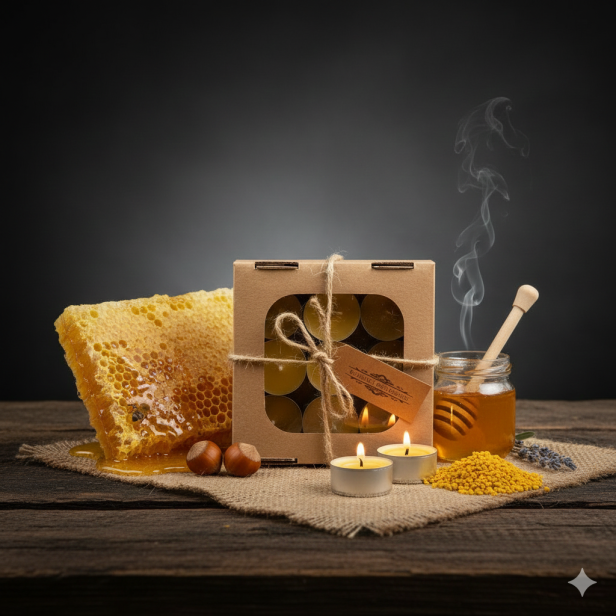 Zestaw podgrzewaczy z wosku pszczelego – tealight mały 9 szt. | Linia BEE WAX