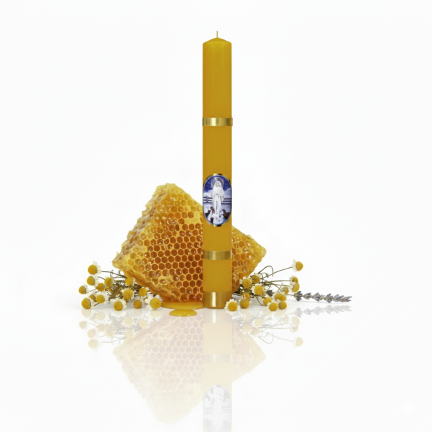 Świeca gromniczna 1/3 z dodatkiem wosku pszczelego Ø30 mm – 40 cm | Linia BEE WAX – Naturalne Światło Wiary