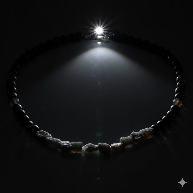 SacraStone™ MEN – Naszyjnik Onyks Mat + Agat Szary + Labradoryt & Srebro 925 (handmade)