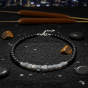 SacraStone™ MEN – Naszyjnik Onyks Mat + Agat Szary + Labradoryt & Srebro 925 (handmade)