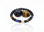 SacraStone™ MEN – Bransoleta Onyks Matowy, Tygrysie Oko i Lapis Lazuli z Srebrną Różą Wiatrów