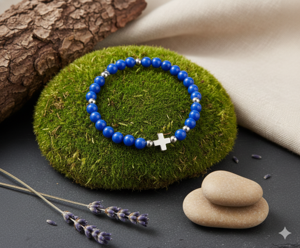 SacraStone™ AVE MARIA – Koronka Pokoju Medjugorje z kamieni Kocie Oko Aqua